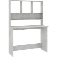 vidaXL Bureau met schappen 110x45x157 cm bewerkt hout betongrijs