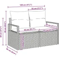 vidaXL Tuinbank Set 7 st Zwart poly rattan