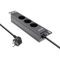 InLine 10'' stekkerdoos - CEE 7/7 - 3x CEE 7/3 - zonder schakelaar / zwart - 2 meter