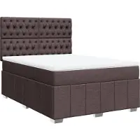 vidaXL Boxspring met matras stof donkerbruin 140x200 cm