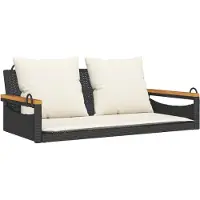 vidaXL Schommelbank met kussens 109x62x40 cm poly rattan zwart