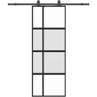 vidaXL Schuifdeur met beslagset 76x205 cm gehard glas zwart