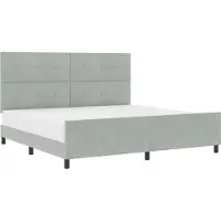 vidaXL Boxspring bed met hoofdeinde Lichtgrijs 200 x 200 cm Fluweel