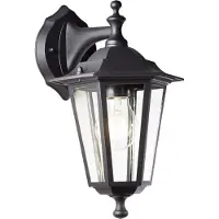 Brilliant zwarte buitenwandlamp CARLEEN | hangende wandlamp | dimbaar met geschikte lamp | 1x E27 fitting, max. 60 Watt | metaal/glas | IP44