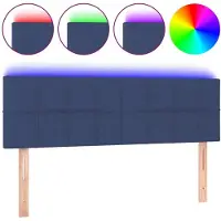 vidaXL Hoofdbord LED 144x5x78/88 cm stof blauw