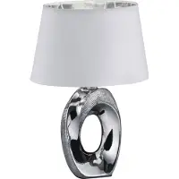 TRIO Design tafellamp Taba grijs met witte lampenkap