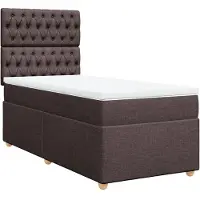 vidaXL Boxspring met matras stof donkerbruin 100x200 cm
