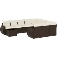 vidaXL 11-delige Loungeset met kussens poly rattan bruin