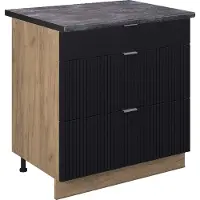 Vicco Fame-Line Keukenonderkast – 80 cm met 3 laden, WB Antraciet Zwart gestreept