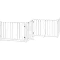 vidaXL Hondenhek inklapbaar 4 panelen 320 cm massief vurenhout wit