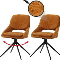 Mendler Set van 2 eetkamerstoelen HWC-N73, keukenstoelen, draaibaar met automatische terugdraaimechanisme, bekleding: chenille stof (490g/m²), kleur: okergeel