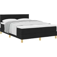 vidaXL Boxspringbed met kussens, zwart, 140 x 190 cm, gestoffeerd