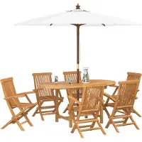 vidaXL Tuin Eettafel Set 7 st Bruin Massief Teakhout