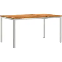 vidaXL Eettafel 150x90x75 cm Massief Teakhout en RVS