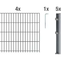 Alberts 641269 dubbelstaafmat hekwerk als 12-delige complete hekwerkset, antraciet, hoogte 103 cm, lengte 10 m