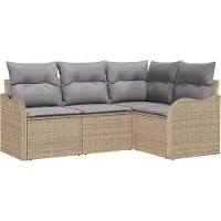 vidaXL Tuinbank Set 4 st Beige poly rattan