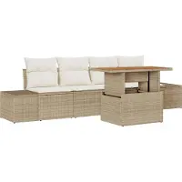 vidaXL Tuinbank Set 5 st Beige en Crème