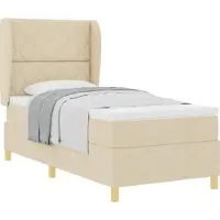 vidaXL Boxspringbed met hoofdeinde, crème kleur, 200 x 100 cm, stoffen bekleding