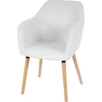Mendler Eetkamerstoel Malmö T381, stoel keuken, retro jaren 50 design ~ kunstleer, wit, lichtgekleurde poten