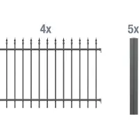 Alberts 510640 compleet hekwerkset Chaussee, voor inbetonneren, antraciet, hoogte 100 cm, lengte 8 m