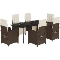 vidaXL 7-delige Tuinset met kussens poly rattan bruin