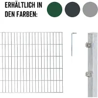 Alberts 674458 dubbelstaafmat hekwerk als 20-delige complete hekwerkset, thermisch verzinkt, hoogte 163 cm, lengte 22,5 m