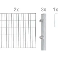 Alberts 653590 dubbelstaafmat hekwerk als 6-delige complete hekwerkset, thermisch verzinkt, hoogte 180 cm, lengte 4 m