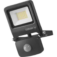Osram ENDURA FLOOD PC 20W LED-schijnwerper met sensor, 3000K warmwit, 1800 lumen, IP44, bewegingsdetectie, instelbaar van 5 seconden tot 10 minuten, grijs