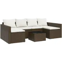 vidaXL 2-delige Loungeset met kussens poly rattan bruin