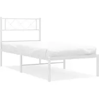 vidaXL Bedframe met hoofdbord metaal wit 90x190 cm