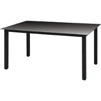 The Living Store Tuintafels - Tuin Tafel - Tuintafel 150x90x74 cm aluminium en glas zwart - Aluminium Tafel - Glazen Tafel - Buitentafel