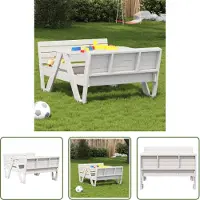 The Living Store Houten Tafel - Picknicktafel Kinder - Picknicktafel voor kinderen 88x122x58 cm massief grenenhout wit - Buitentafel - Speeltafeltje - Grenenhouten Tafel