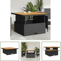 The Living Store Buitentafel - Tuin Tafel - Tuintafel 110x110x71 cm poly rattan en massief acaciahout zwart - Eetkamerset - Patio Set - Lounge Set