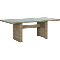 The Living Store Tuintafels - Tuinstoel - Tuintafel 200x100x74 cm glas en poly rattan bruin - Outdoor Furniture - Patio Set - Garden Table