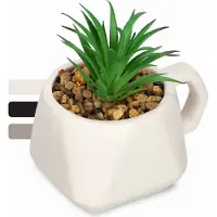 Kadax Sappplanten in pot met handvat, kunstmatige potplanten, kleine kunstplant, faux plant, decoratieve plant voor woonkamer, kantoor (wit)