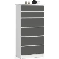 Akord Ladekast K60 met 6 Lades / Furniture Factory / Wit - Grafietgrijs / 60 x 130 x 40 cm