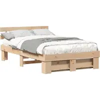 vidaXL Bedframe met hoofdeinde Bruin 120 x 200 cm Massief grenenhout