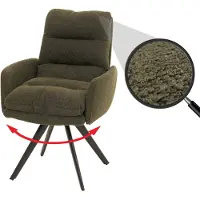 Mendler Eetkamerstoel -G66, keukenstoel, draaibaar, automatische positie-instelling, stof/textiel bouclé MVG ~ groen, met armleuningen