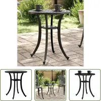 The Living Store Aluminium Buitentafel - Tuinstoel - Tuintafel Ø 48x53 cm gietaluminium zwart - Bistrotafel - Kleine Tafel - Eetkamerset