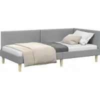 vidaXL Hoek Bed Frame Lichtgrijs 90 cm x 190 cm Stof en multiplex