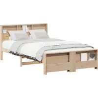 vidaXL Bedframe met plank Bruin 135 x 190 cm Massief grenenhout