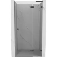 Mexen Lunar L douchedeur scharnierend rechts 120 , transparant, geborsteld gun grijs - 834L-120-000-66-00-P