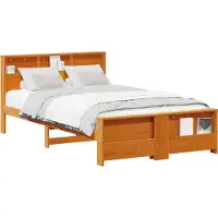 vidaXL Bedframe met plank Wasbruin 135 x 190 cm Massief grenenhout
