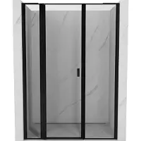 Mexen Mist L douchedeur scharnierend links 145 , zwarte omlijsting, zwart - 8A4L-145-001-70-70-L