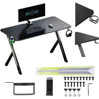 NanoRS RS101 - Gaming bureau - Houder voor koptelefoon en beker - max. 75kg - 120x60x75 cm - Zwart