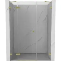 Mexen Lunar douchedeur scharnierend links 160 , transparant, goud geborsteld - 834S-160-050-55-00-L