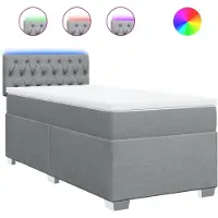 vidaXL Boxspring met matras stof lichtgrijs 80x200 cm