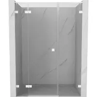 Mexen Lunar L draaideur douchedeur links 130 , transparant, wit - 834SL-130-050-20-00-L