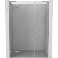 Mexen Lunar L douchedeur scharnierend links 140 , transparant, geborsteld nikkel - 834SL-140-050-97-00-L
