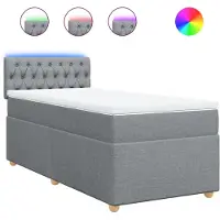 vidaXL Boxspring met matras stof lichtgrijs 80x200 cm